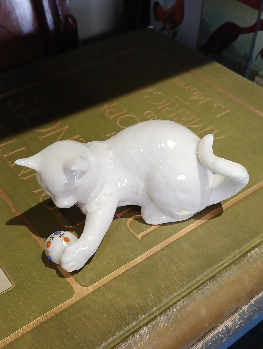 Vintage 1991 Lenox China Jewels Collection Cat Playing with Ball Figurine
